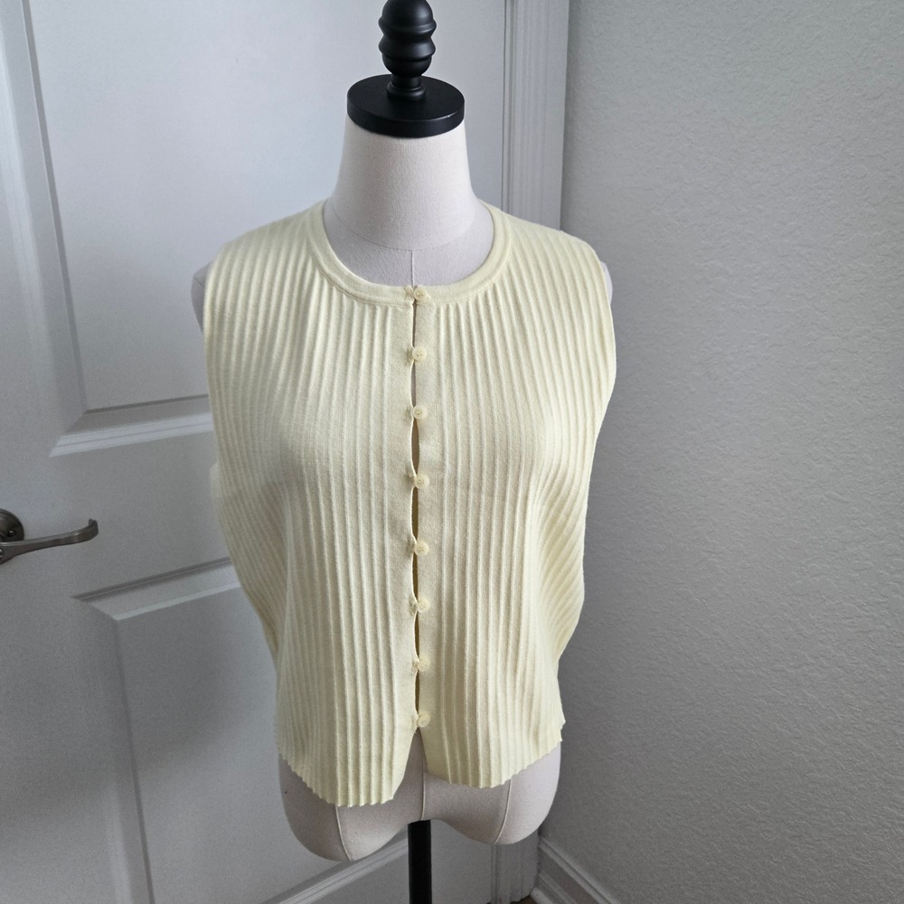 Song of Style Aimee Song Yellow Ribbed Knit Button Front Tank Top XL - Picture 2 of 7